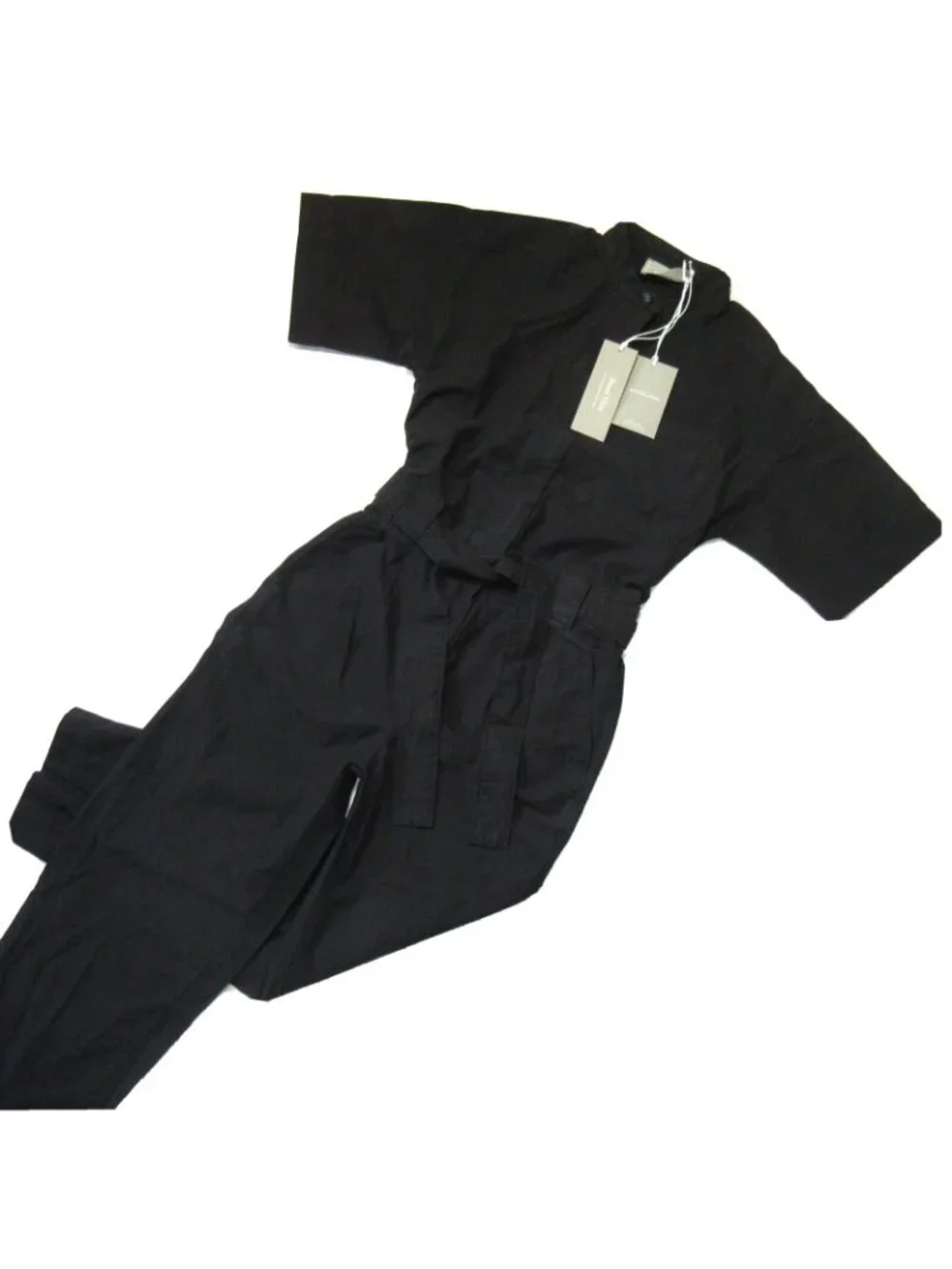 NWT Everlane The Fatigue Short-Sleeve Jumpsuit in Black Belted Cotton Utility 6